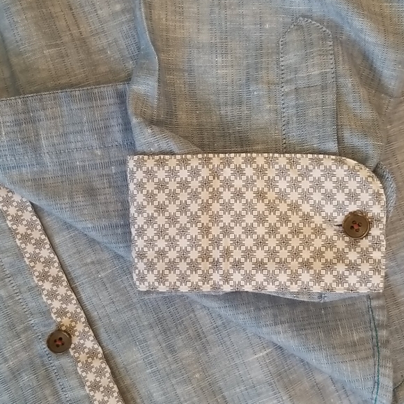 Ted Baker London Men's Roll Tab Sleeve Blue Shirt - Picture 4 of 10